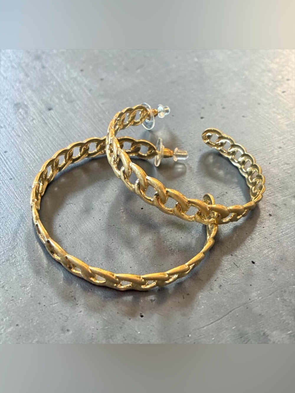 Plunder Gold Textured Hoop Earrings with Hammered Detail - Picture 2 of 3